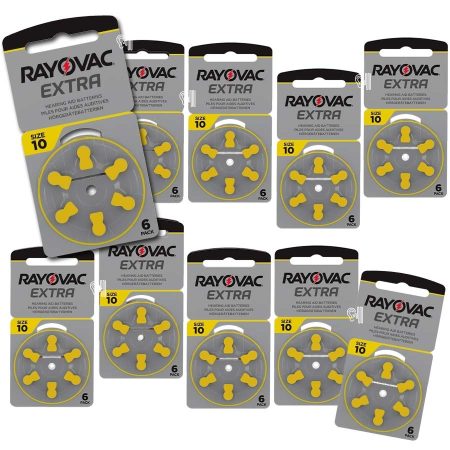 Rayovac Extra 10 (PR70) geel Hoortoestel batterij Voordeelpakket (60x)