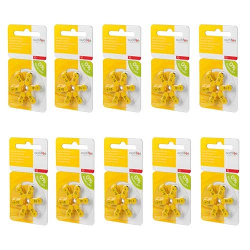Audifon 10 (PR70) Geel hoortoestelbatterij - Voordeelpakket (60x)
