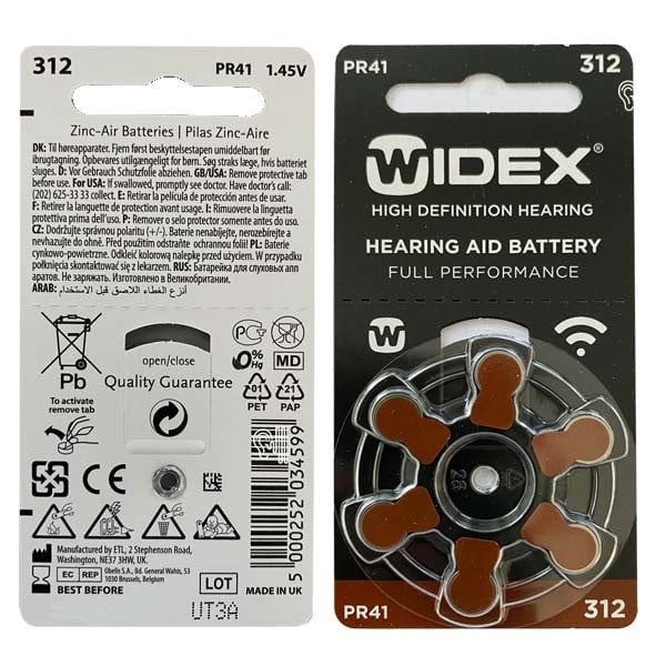 Widex 312 (PR41) Bruin hoorbatterij - Voordeelpakket (60x)